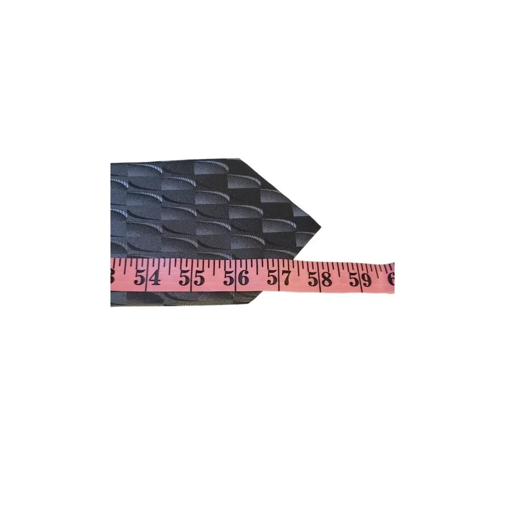David‎ Taylor Designer Polyester Tie Gray Geometric Necktie Made in USA Business